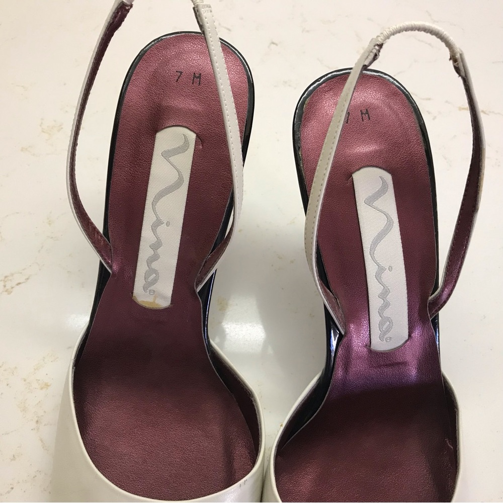 Nina Black and White Sling back Heels. - Picture 5 of 7